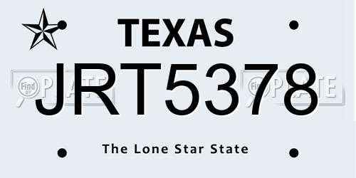 JRT5378 Texas License Plate