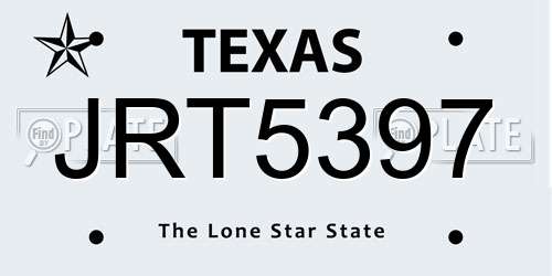 JRT5397 Texas License Plate