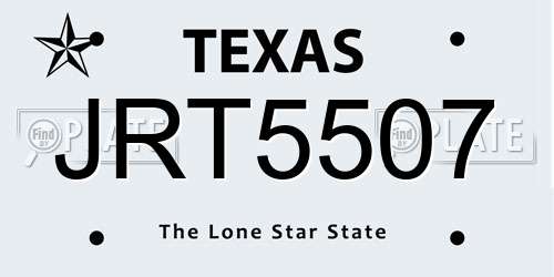 JRT5507 Texas License Plate