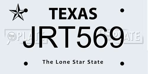 JRT569 Texas License Plate
