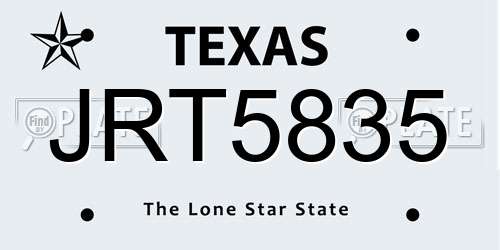 JRT5835 Texas License Plate