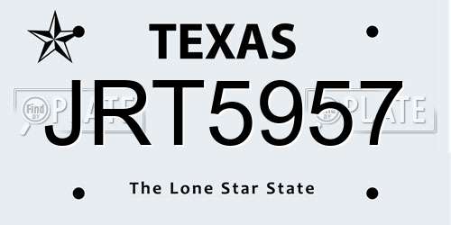 JRT5957 Texas License Plate