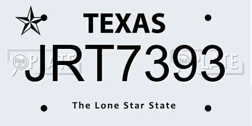 JRT7393 Texas License Plate