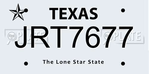 JRT7677 Texas License Plate