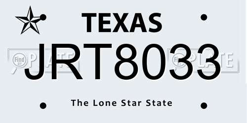 JRT8033 Texas License Plate
