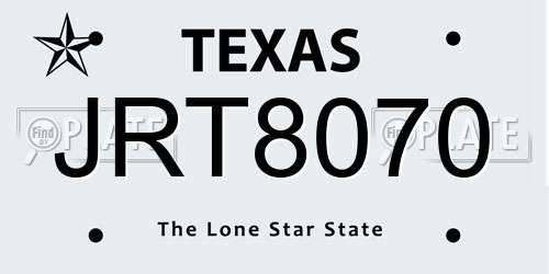 JRT8070 Texas License Plate