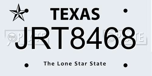 JRT8468 Texas License Plate