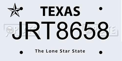 JRT8658 Texas License Plate