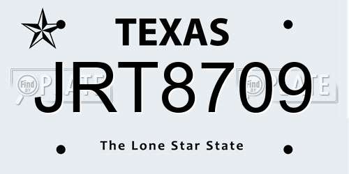 JRT8709 Texas License Plate
