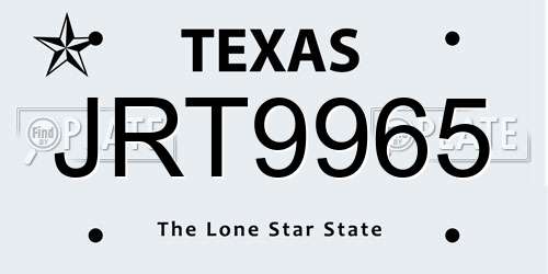 JRT9965 Texas License Plate