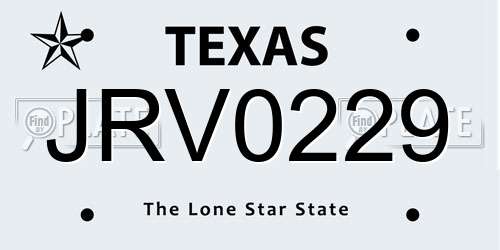 JRV0229 Texas License Plate