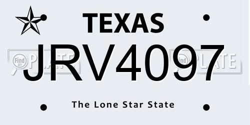 JRV4097 Texas License Plate
