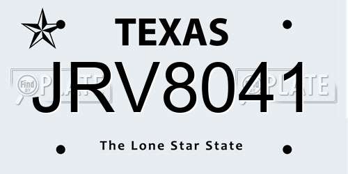 JRV8041 Texas License Plate