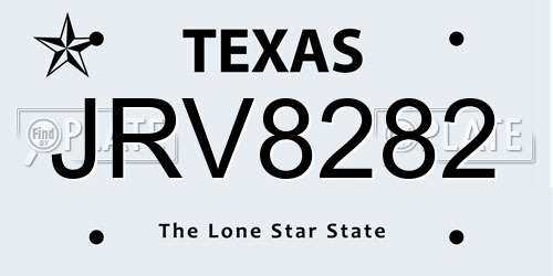 JRV8282 Texas License Plate