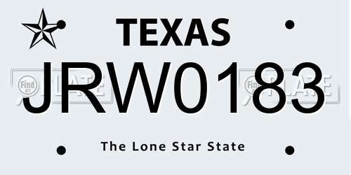 JRW0183 Texas License Plate