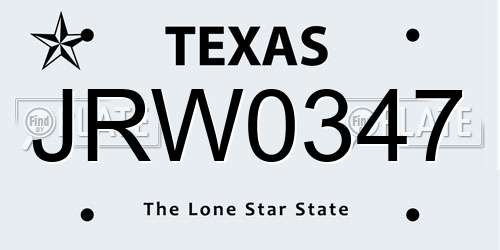 JRW0347 Texas License Plate