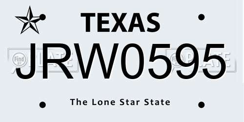 JRW0595 Texas License Plate