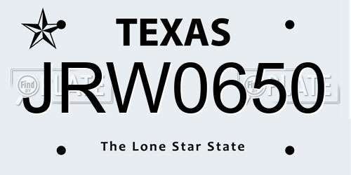 JRW0650 Texas License Plate