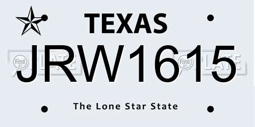JRW1615 Texas License Plate