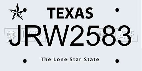 JRW2583 Texas License Plate