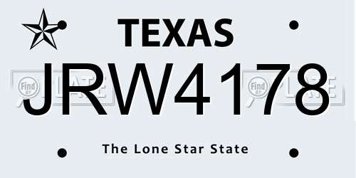 JRW4178 Texas License Plate