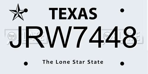 JRW7448 Texas License Plate