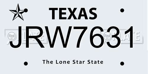 JRW7631 Texas License Plate