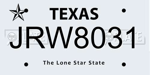 JRW8031 Texas License Plate