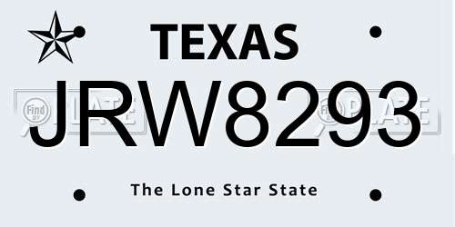 JRW8293 Texas License Plate