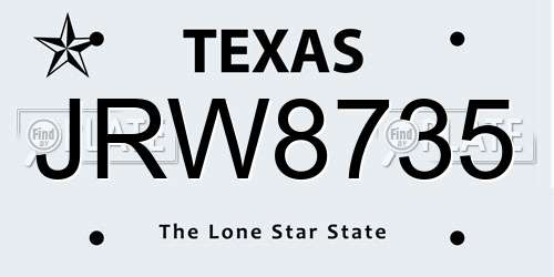 JRW8735 Texas License Plate