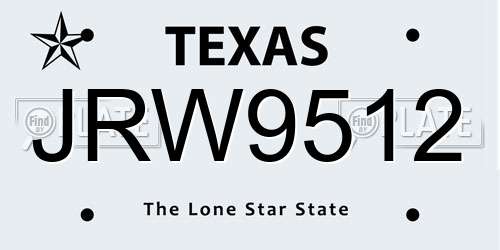 JRW9512 Texas License Plate