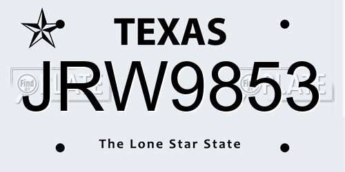 JRW9853 Texas License Plate