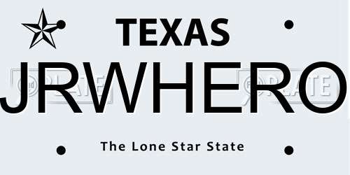 JRWHERO Texas License Plate