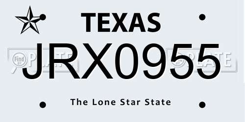 JRX0955 Texas License Plate