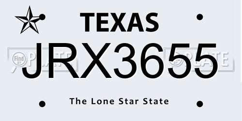 JRX3655 Texas License Plate