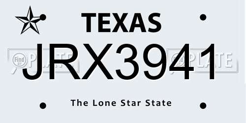 JRX3941 Texas License Plate
