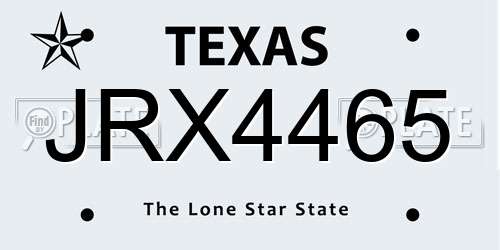 JRX4465 Texas License Plate