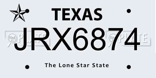 JRX6874 Texas License Plate