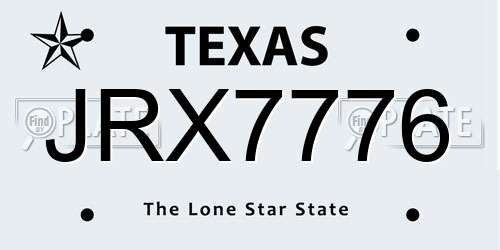 JRX7776 Texas License Plate