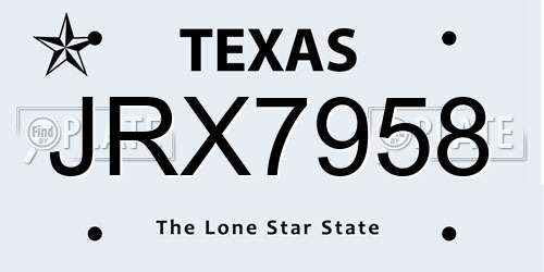 JRX7958 Texas License Plate