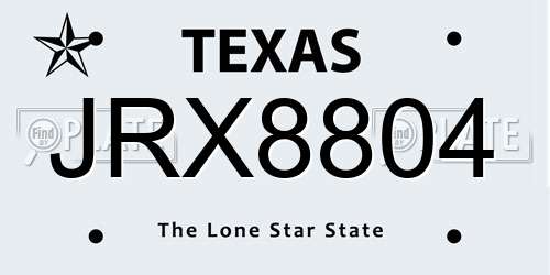 JRX8804 Texas License Plate