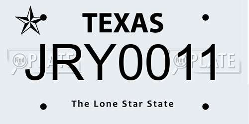 JRY0011 Texas License Plate