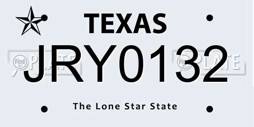 JRY0132 Texas License Plate