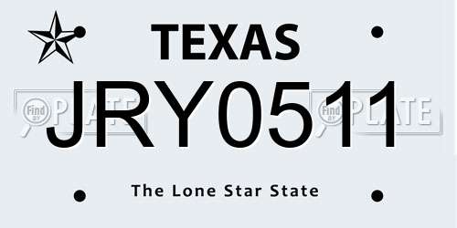 JRY0511 Texas License Plate
