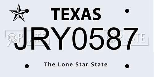 JRY0587 Texas License Plate