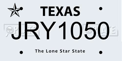 JRY1050 Texas License Plate