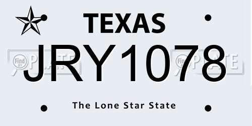 JRY1078 Texas License Plate