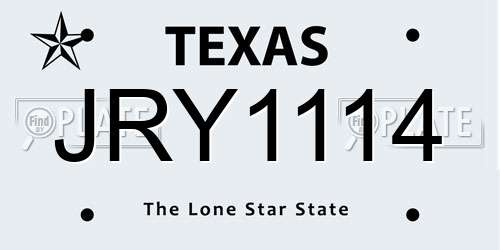 JRY1114 Texas License Plate