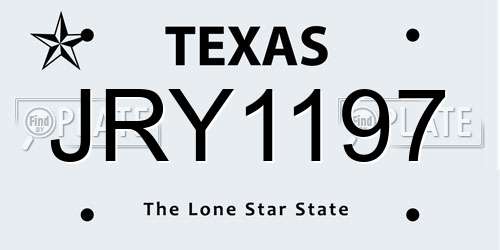 JRY1197 Texas License Plate