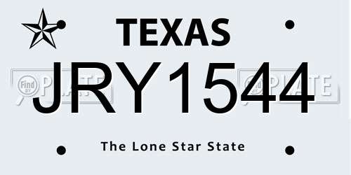 JRY1544 Texas License Plate